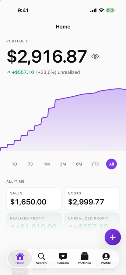 Sabrina home dashboard on iPhone